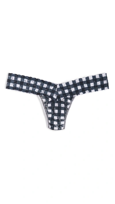 Shop Hanky Panky Gridlock Low Rise Thong In Black-white