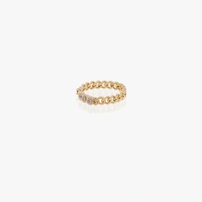 Shay 18k Yellow Gold Baby Link Triple Diamond Ring In Gold