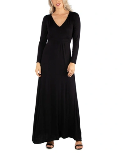 Shop 24seven Comfort Apparel Women's Semi Formal Long Sleeve Maxi Dress In Black