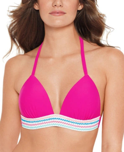Shop Salt + Cove Juniors' Banded Push-up Halter Bikini Top, Available In D/dd, Created For Macy's Women's Swimsuit In Lipstick Pink