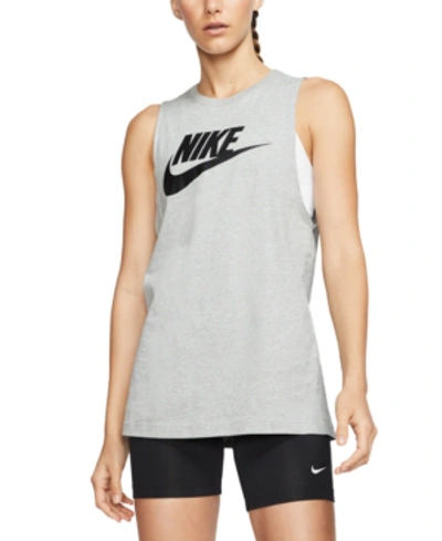 Shop Nike Women's Futura Cotton Muscle Tank Top In Dk Grey Heather