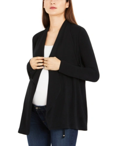 Shop A Pea In The Pod Maternity Open-front Draped Cardigan In Black