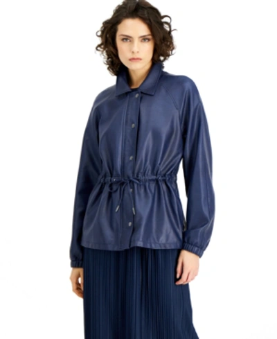 Shop Alfani Drawstring-waist Jacket, Created For Macy's In Navy Nautical