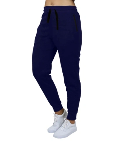 Shop Galaxy By Harvic Women's Loose Fitting French Terry Jogger Lounge Pants In Navy