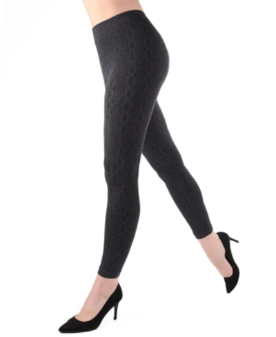 Shop Memoi 3d Cable Women's Leggings In Dark Gray