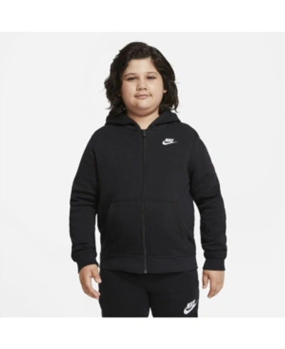 Shop Nike Big Boys Sportswear Club Fleece Full-zip Hoodie (extended Size) In Black