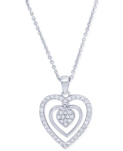 MACY'S DIAMOND TRIPLE HEART PENDANT NECKLACE (1/4 CT. T.W.) IN STERLING SILVER 