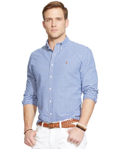 Shop Polo Ralph Lauren Men's Classic Fit Long Sleeve Oxford Shirt In Blue White Check