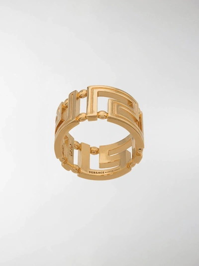 Shop Versace Greca Cut-out Ring In Gold