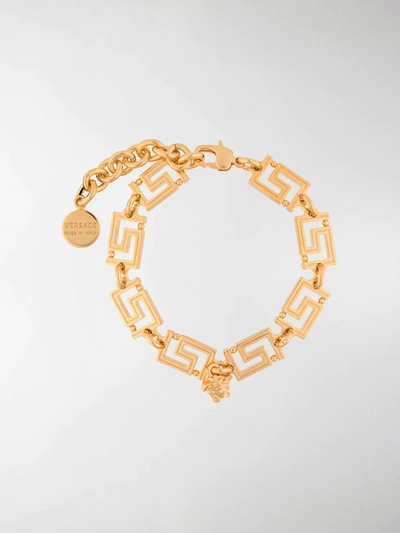 Shop Versace Greca Chain Bracelet In Gold