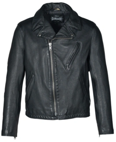 Shop Schott Men's Hand Vintage Like Cowhide Motorcycle Jacket In Black