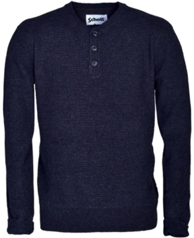 Shop Schott Men's Wool Blend Henley Sweater In Navy