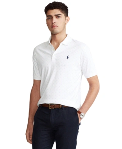 Shop Polo Ralph Lauren Men's Custom Slim Soft Cotton Polo Shirt In White Deco Tile Print