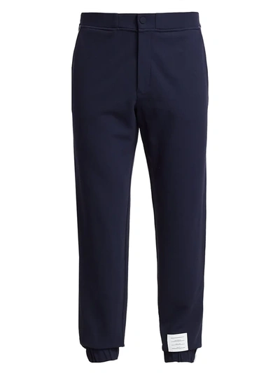 Shop Thom Browne Men's Tech Knit Piping Sweatpants In Navy