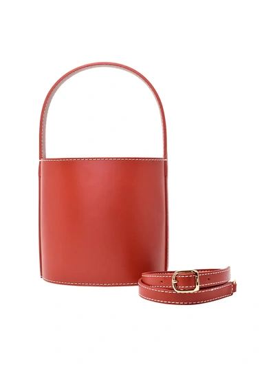 Shop Staud Women's Bissett Leather Bucket Bag In Cognac