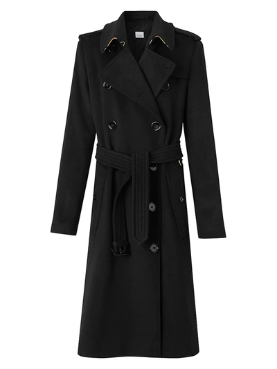 Shop Burberry Kensington Cashmere Double-breasted Coat In Black