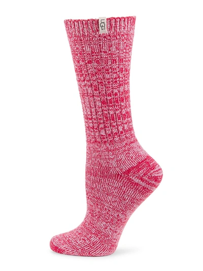 Shop Ugg Women's Rib-knit Slouchy Crew Socks In Red