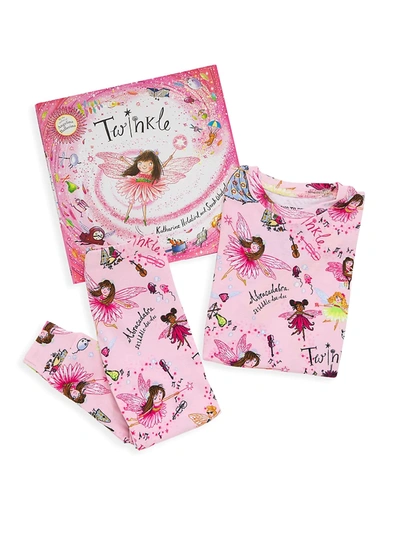 Shop Books To Bed Little Girl's & Girl's 3-piece Twinkle Pajama & Book Set In Pink