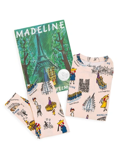 Shop Books To Bed Little Girl's & Girl's Madeline 3-piece Pajama & Book Set In Pink