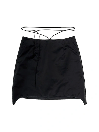 Shop Helmut Lang Satin Mini Skirt In Black