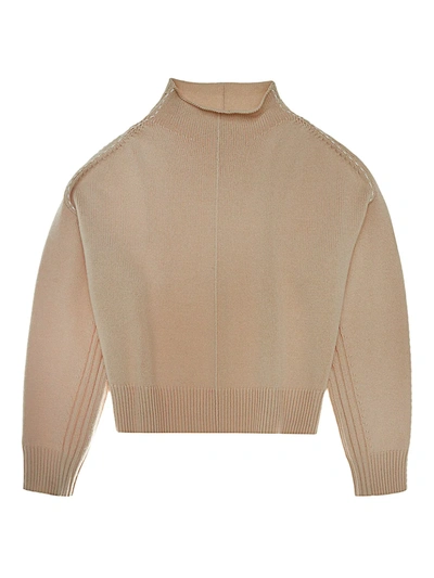 Shop Helmut Lang Stitched Wool & Cashmere Mockneck Sweater In Muslin