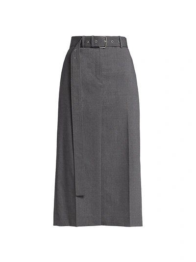 Shop Helmut Lang Trouser Wool-blend A-line Skirt In Light Grey Melange