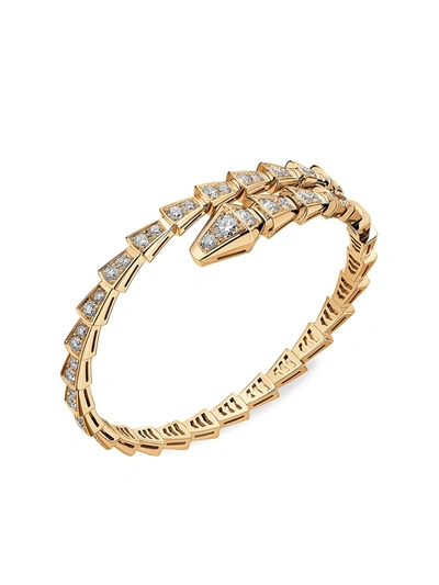 Shop Bvlgari Women's Serpenti Viper 18k Yellow Gold & Diamond Wrap Bangle Bracelet
