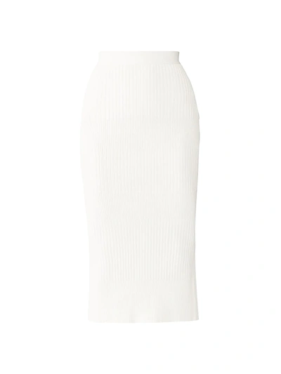 Shop Herve Leger Women's Ribbed Midi Skirt In Alabaster