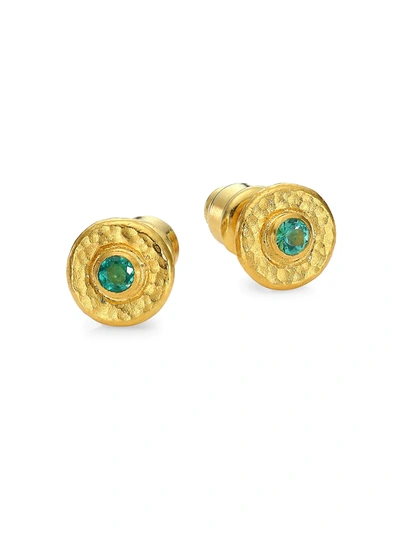 Shop Gurhan Women's Droplet 24k Yellow Gold & Emerald Stud Earrings
