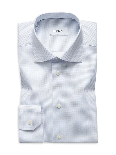 Shop Eton Men's Slim-fit Micro Floral-print Dress Shirt In Blue