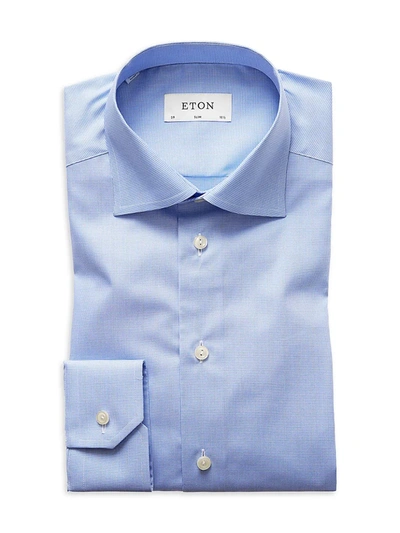 Shop Eton Men's Slim-fit Check Dress Shirt In Blue