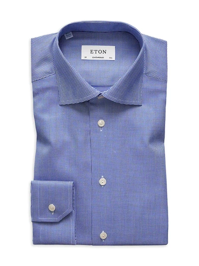 Shop Eton Men's Contemporary-fit Houdstooth Dress Shirt In Blue