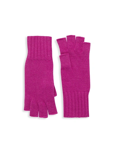 Shop Saks Fifth Avenue Knit Cashmere Fingerless Gloves In Very Berry