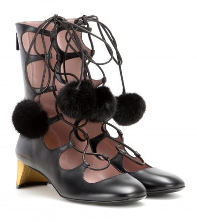 Shop Gucci Heloise Embellished Lace-up Leather Ankle Boots