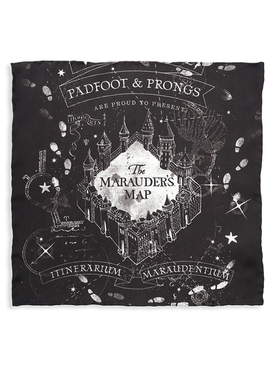 Shop Cufflinks, Inc Men's Harry Potter Marauder's Map Pocket Square In Black