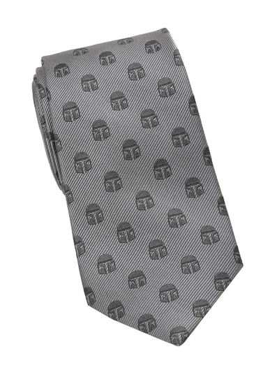 Shop Cufflinks, Inc Men's Star Wars Mandalorian Helmet Silk Tie In Grey