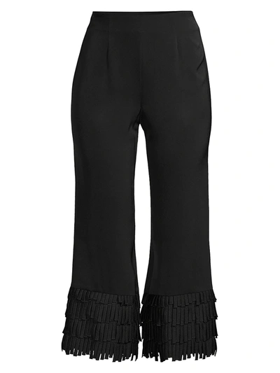 Shop Milly Fringe Cuff Pants In Black