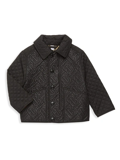 Shop Burberry Little Boy's & Boy's Giaden Quilted Monogram Jacket In Black