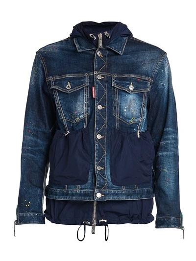 Shop Dsquared2 Over Paint Splatter Jean Jacket In Blue