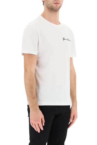 Shop Versace T-shirt With Gv Signature Embroidery In White,black