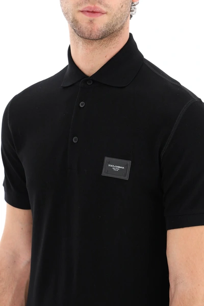 Shop Dolce & Gabbana Polo Shirt Logo Plaque In Black