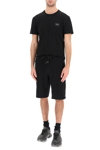 Shop Dolce & Gabbana Bermuda Shorts With Logo Plaque In Black