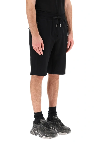 Shop Dolce & Gabbana Bermuda Shorts With Logo Plaque In Black