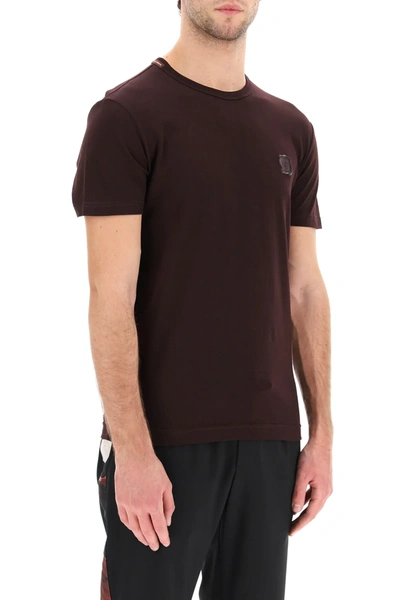 Shop Dolce & Gabbana T-shirt With Dg Rubber Tag In Purple