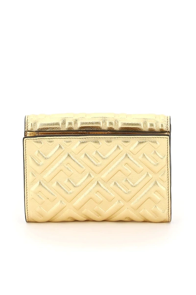 Shop Fendi Baguette Medium Wallet Mirror In Gold