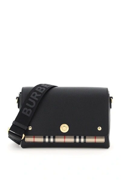 Shop Burberry Note Medium Shoulder Bag In Black,beige,red