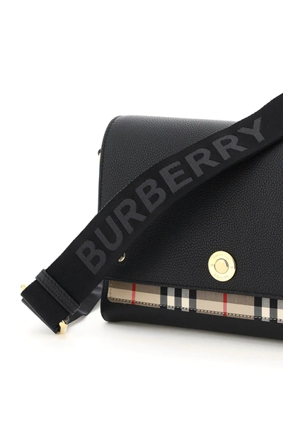 Shop Burberry Note Medium Shoulder Bag In Black,beige,red