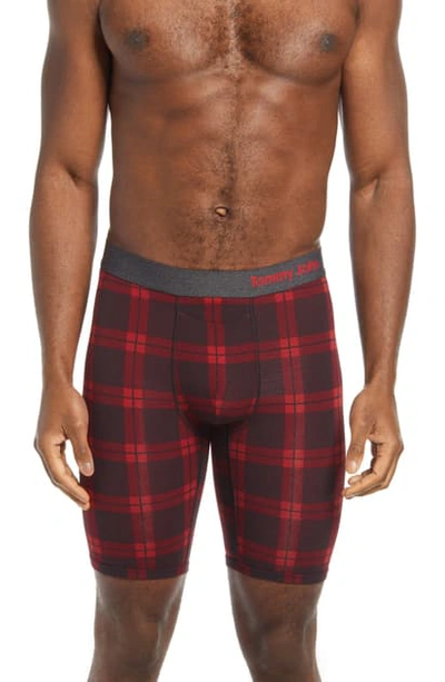 Shop Tommy John Second Skin Boxer Briefs In Quad Plaid Haute Red