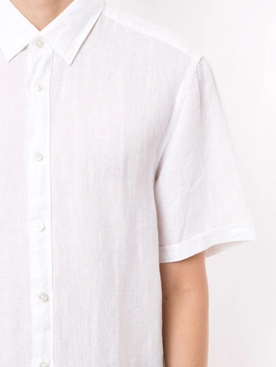 Shop Hugo Boss Button-up Short-sleeved Linen Shirt In White