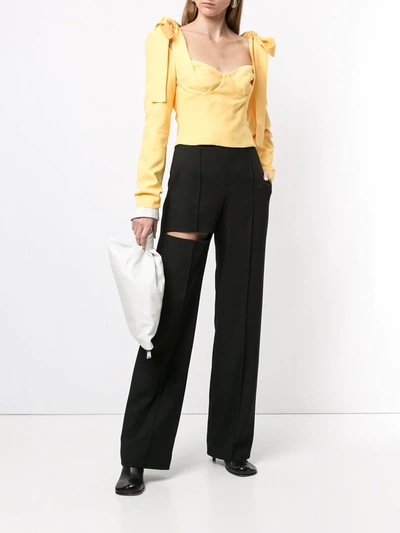 Shop Aleksandre Akhalkatsishvili Cropped Sweetheart-neck Top In Yellow